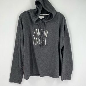 Rae Dunn Women’s Gray Pull Over Hoodie ‘Snow Angel’ printed size L